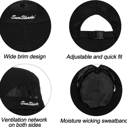 Women's UV-Protection Foldable Wide-Brim Sun Hat with Mesh and Ponytail Hole for Outdoor Activities