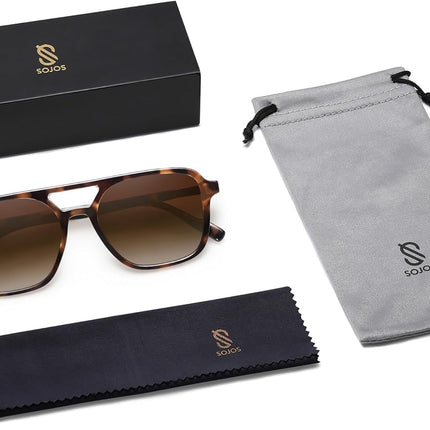 Retro Aviator Sunglasses for Women Men,Trendy Rectangle Womens Mens Shades Sun Glasses SJ2202
