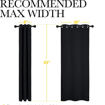 Halloween Pitch Black Solid Thermal Insulated Grommet Blackout Curtains/Drapes for Bedroom Window (2 Panels, 42 Inches Wide by 63 Inches Long, Black)