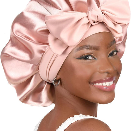 Adjustable Silk Bonnet for Sleeping Women Double Layer Satin Bonnet Reduce Friction Prevent Frizz Curly Hair