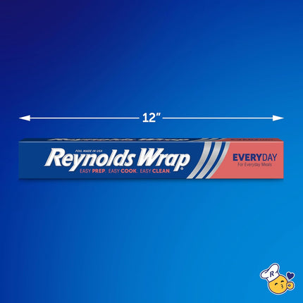 Wrap Everyday Strength Aluminum Foil Roll, Freezer Safe and Grill Safe, Great for Foil Packets and Home Cooking, 12 Inches Wide, 200 Total Sq. Ft.