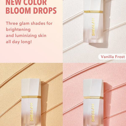 Glow Bloom Liquid Waterproof Highlighter Long Lasting Cream Highlighter with Shimmer Dewy Finish - Vanilla Frost