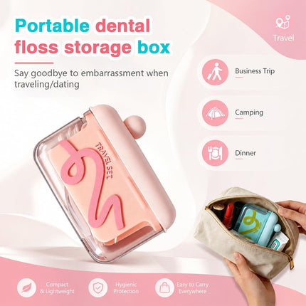 2026 Travel Floss Pick Dispenser Count Automatic Press Pop-Up Holder Sized Organizer Portable and Refillable for Home Dining Restaurant with 10 Picks (Pink（1Pc）)