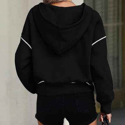 Women'S 2026 Fall Hooded Sweatshirts Long Sleeve Half Zip Cropped Hoodies Pullover Winter Fashion Clothes