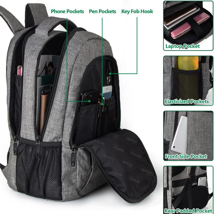 Travel Laptop Backpack, Business anti Theft Slim Sturdy Laptops Backpack Personal Item Bag, Water Resistant College School Computer Bag Gift for Men & Women Fits 15.6 Inch Notebook, Grey