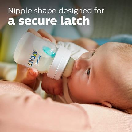 Anti-Colic Baby Bottle with Airfree Vent, Slow Flow 1 Nipple, 0M+, 4Oz, 4 Pack, Clear, SCY701/04