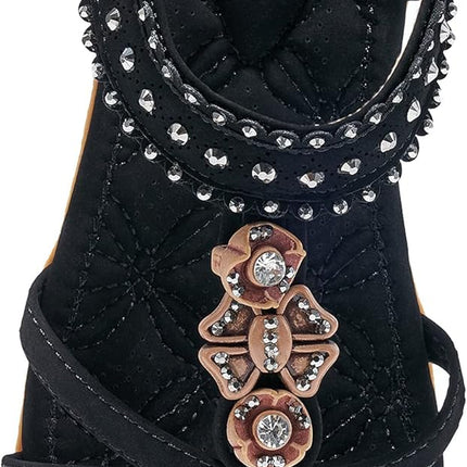 Alicegana Women's Flat Sandals – Jeweled Bohemian Shoes with Elastic Ankle Strap for Summer & Casual Wear