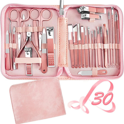 Manicure Set 30 in 1 Nail Clipper Set,  Nail Clippers, Fingernail & Toenail Clippers, Manicure Tools, Pedicure Tools, Suitable for Travel Manicure Kit, Nail Set Kit with Everything Profe