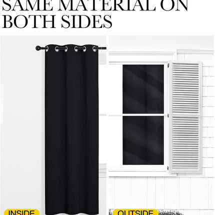 Halloween Pitch Black Solid Thermal Insulated Grommet Blackout Curtains/Drapes for Bedroom Window (2 Panels, 42 Inches Wide by 63 Inches Long, Black)