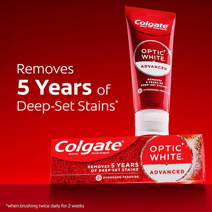 Optic White Advanced Hydrogen Peroxide Toothpaste, Teeth Whitening Toothpaste Pack, Enamel-Safe Formula, Helps Remove Tea, Coffee, and Wine Stains, Sparkling White, 3 Pack, 3.2 Oz