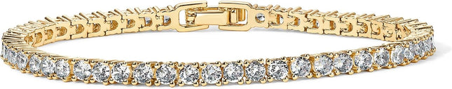 14K Gold Plated 3Mm Cubic Zirconia Classic Tennis Bracelet | Gold Bracelets for Women