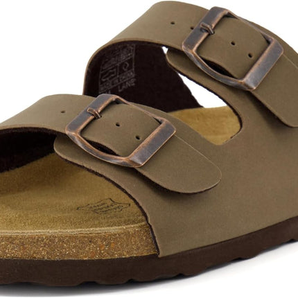 Lane Cork Footbed Womens Sandals Comfortable Double Buckle Slip on Sandals for Women with Arch Support and Classic Two Strap Design