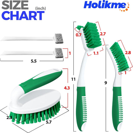 5 Pack Cleaning Brush Scrub Brush Kitchen Brush for Floor,Green | Cleaning Brush Set for Household Use, Scrub Brush, Kitchen Brush, Tile Lines Brush for Bathroom, Floor, Tub, Shower