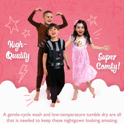 Girls' 3-Pack Nightgowns, Comfortable Sleepwear Gown, Soft & Cute Pajamas for Kids